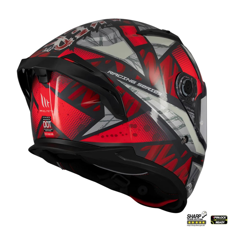 Casca integrala MT Braker SV Fury C5 rosu lucios (ochelari soare integrati) - tip viziera: MT-V-28B - DKS435 - punctaj maxim SHARP Test - 5 stele