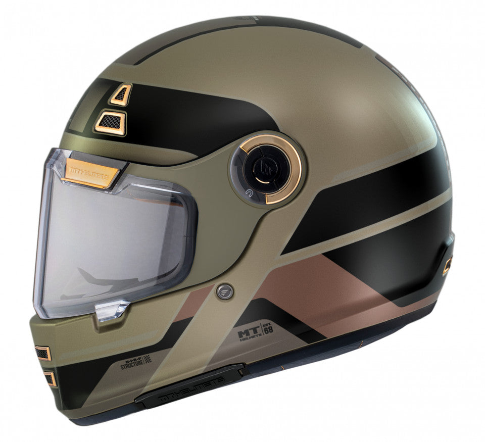 Casca integrala MT Jarama 68th C9 auriu mat - model Retro - Cafe Racer