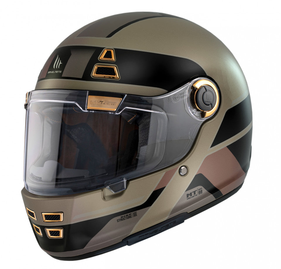 Casca integrala MT Jarama 68th C9 auriu mat - model Retro - Cafe Racer