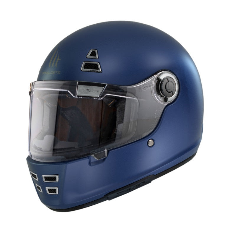 Casca integrala MT Jarama A7 albastru mat - model Retro - Cafe Racer