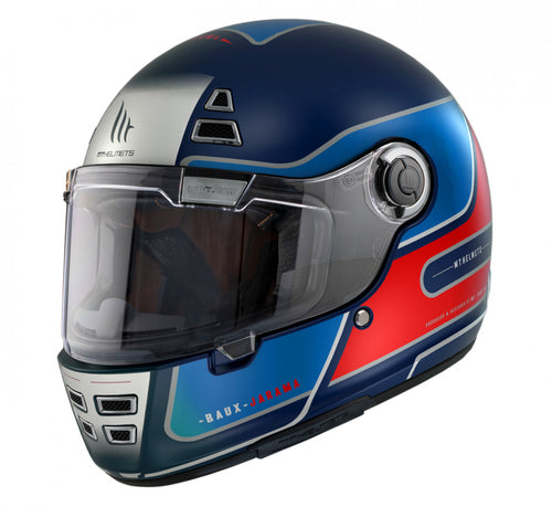 Casca integrala MT Jarama Baux D7 albastru mat - model Retro - Cafe Racer