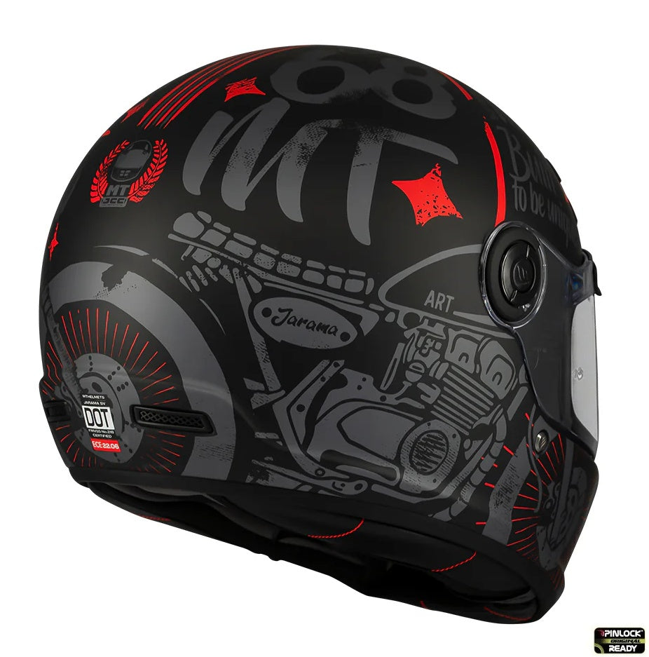 Casca integrala MT Jarama SV Art E5 negru/gri mat - model Retro - Cafe Racer (ochelari soare integrati) - tip viziera: MT-V-32