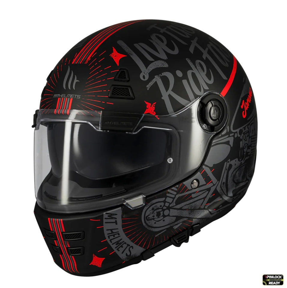Casca integrala MT Jarama SV Art E5 negru/gri mat - model Retro - Cafe Racer (ochelari soare integrati) - tip viziera: MT-V-32