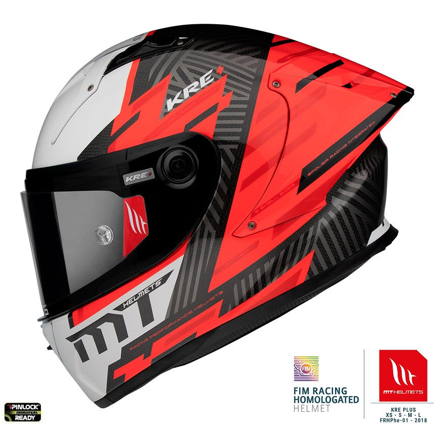 Casca integrala MT KRE+ Carbon Brush A5 rosu lucios - 100% carbon - FIM approved