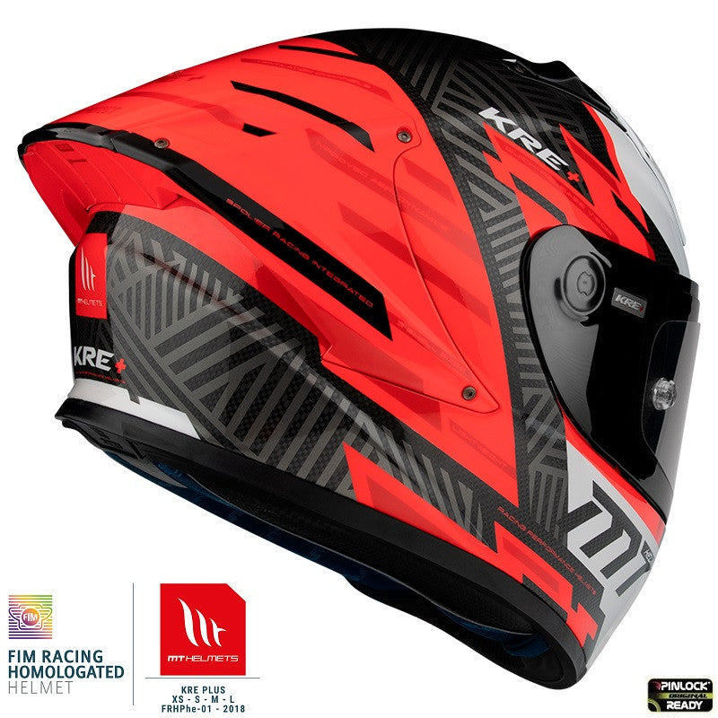 Casca integrala MT KRE+ Carbon Brush A5 rosu lucios - 100% carbon - FIM approved