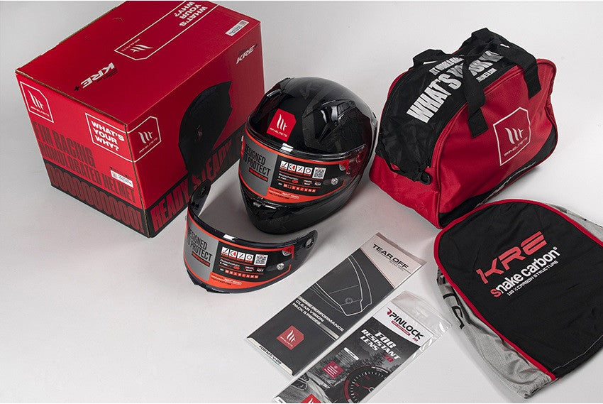 Casca integrala MT KRE+ Carbon Kraker C5 rosu mat - 100% carbon - FIM approved - lentila antiaburire Pinlock + viziera neagra cadou