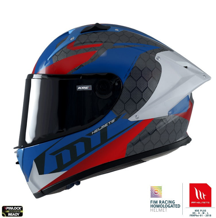 Casca integrala MT KRE+ Carbon Projectile D7 albastru lucios - 100% carbon - FIM approved