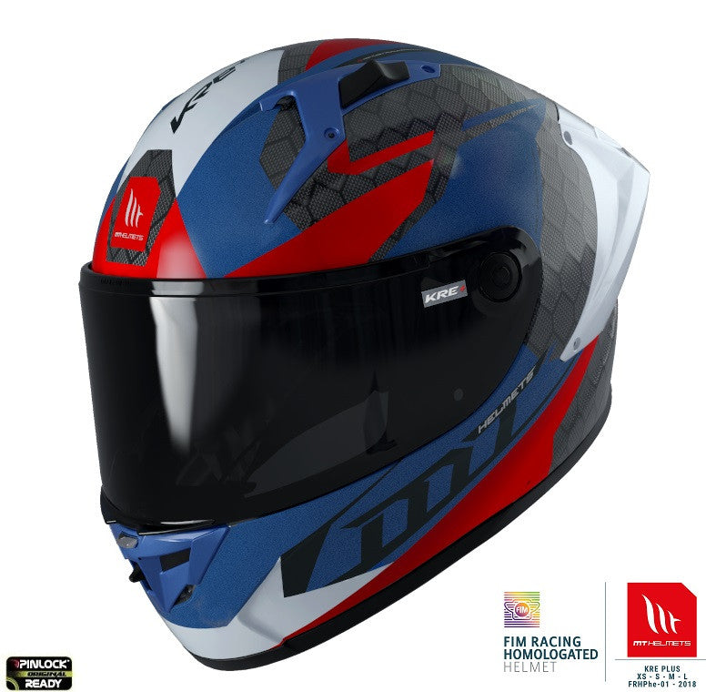 Casca integrala MT KRE+ Carbon Projectile D7 albastru lucios - 100% carbon - FIM approved