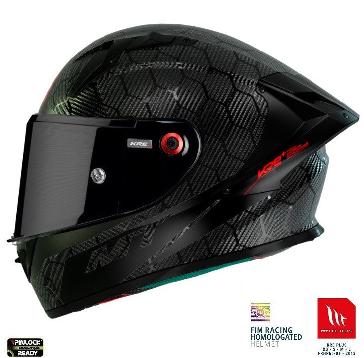 Casca integrala MT KRE+ S Carbon negru A11 negru lucios - 100% carbon - FIM approved - omologare noua ECE 22.06