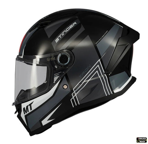 Casca integrala MT Stinger 2 Tron B12 negru/gri lucios - tip viziera: MT-V-28B