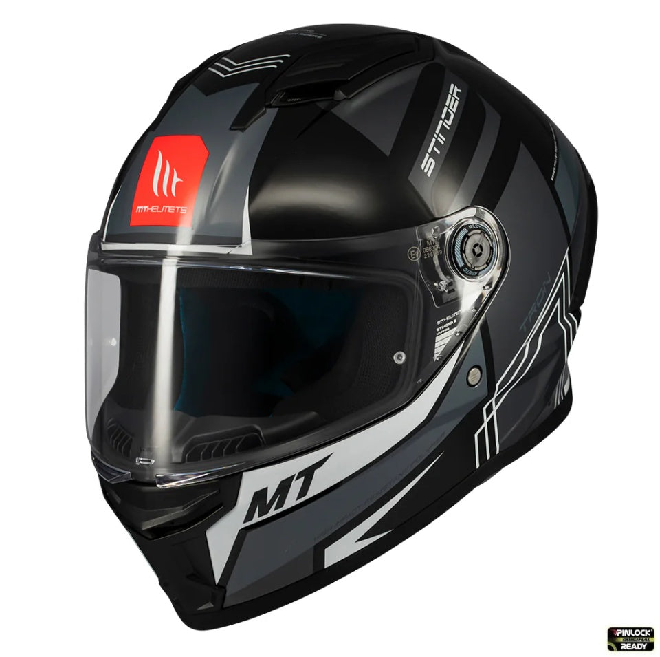 Casca integrala MT Stinger 2 Tron B12 negru/gri lucios - tip viziera: MT-V-28B