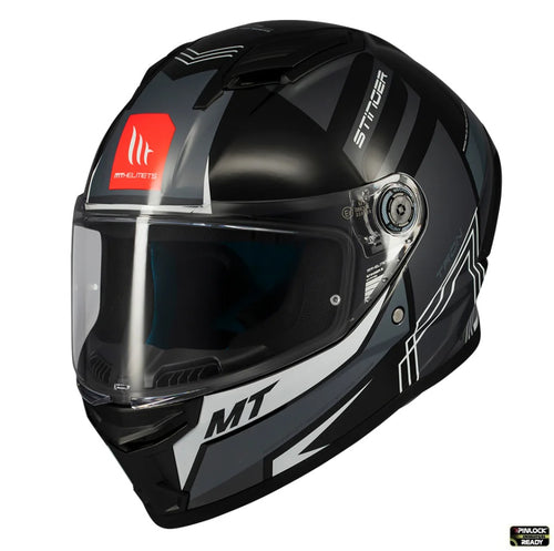 Casca integrala MT Stinger 2 Tron B12 negru/gri lucios - tip viziera: MT-V-28B