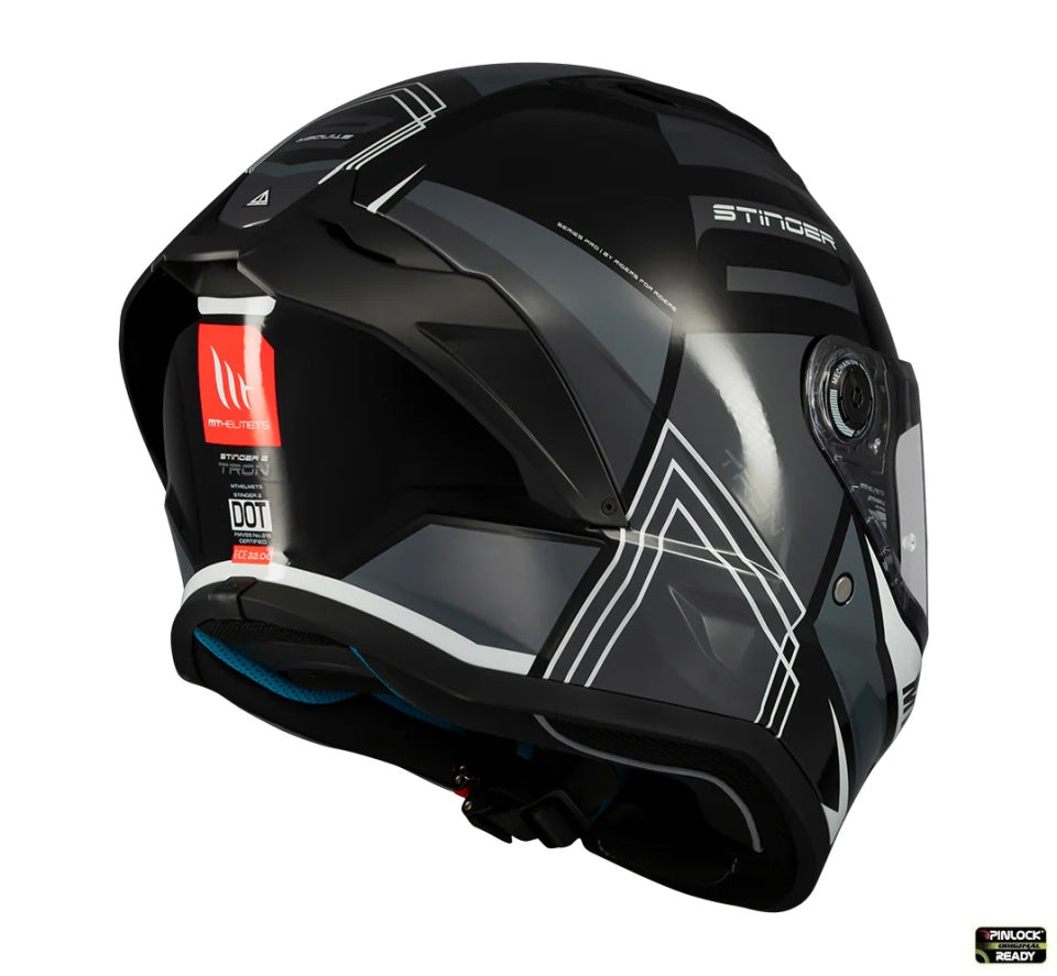 Casca integrala MT Stinger 2 Tron B12 negru/gri lucios - tip viziera: MT-V-28B
