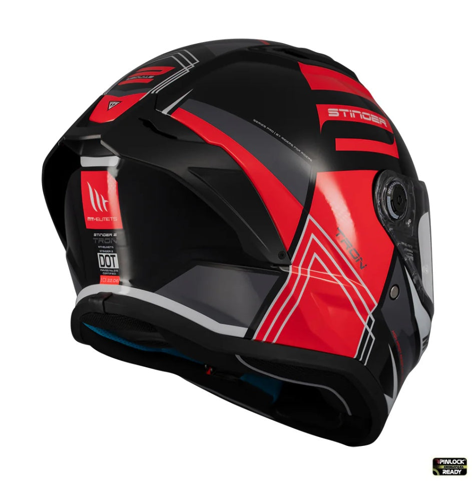 Casca integrala MT Stinger 2 Tron B15 negru/rosu lucios - tip viziera: MT-V-28B