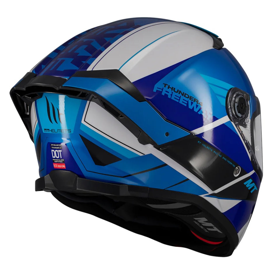 Casca integrala MT Thunder 4 SV Freeway A17 albastru lucios (ochelari soare integrati) - tip viziera: MT-V-28B