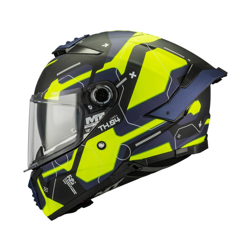 Casca integrala MT Thunder 4 SV Lumex B27 albastru/galben mat (ochelari soare integrati)
