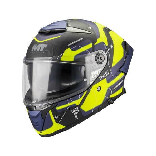 Casca integrala MT Thunder 4 SV Lumex B27 albastru/galben mat (ochelari soare integrati)