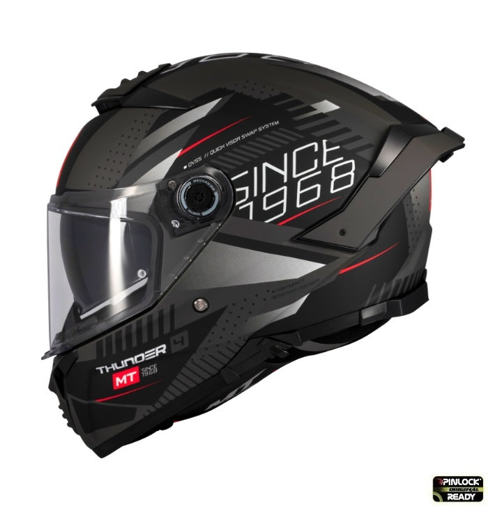 Casca integrala MT Thunder 4 SV Luminence D1 negru/gri mat (ochelari soare integrati) - tip viziera: MT-V-28B