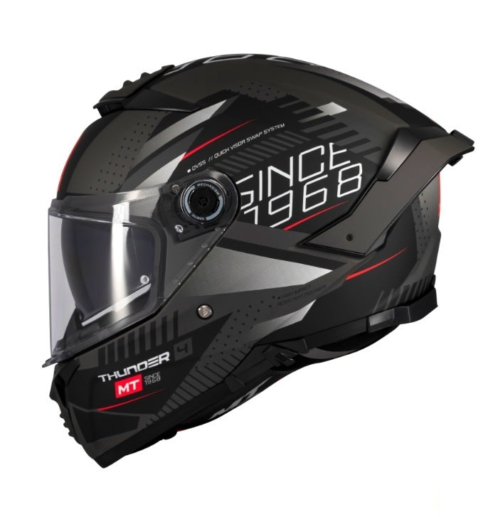 Casca integrala MT Thunder 4 SV Luminence D1 negru/gri mat (ochelari soare integrati) - tip viziera: MT-V-28B