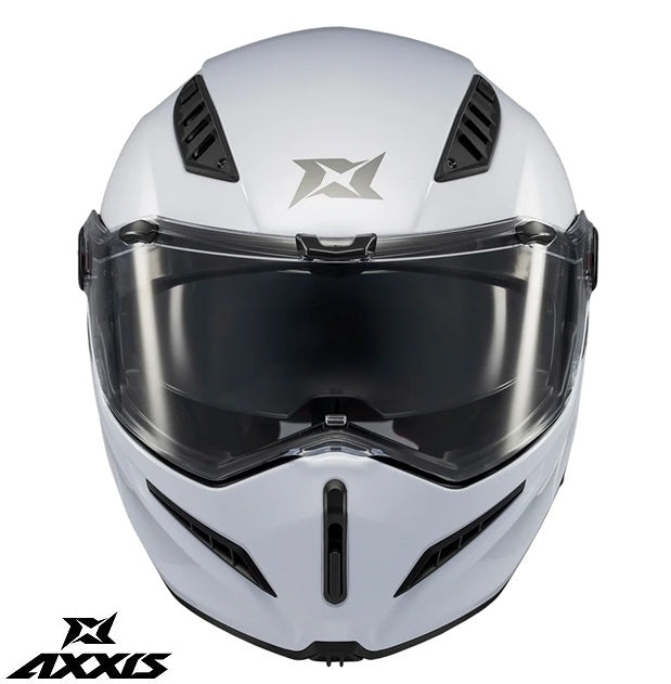Casca modulabila Axxis GhostFighter SV A0 alb lucios (ochelari soare integrati) – tip viziera: MT-V-36