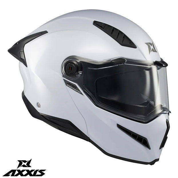 Casca modulabila Axxis GhostFighter SV A0 alb lucios (ochelari soare integrati) – tip viziera: MT-V-36