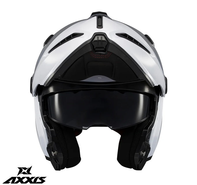 Casca modulabila Axxis GhostFighter SV A0 alb lucios (ochelari soare integrati) – tip viziera: MT-V-36