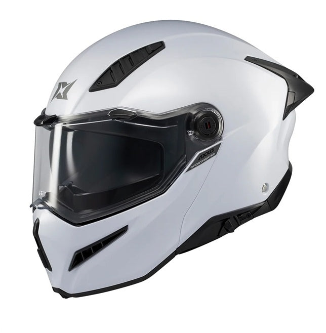 Casca modulabila Axxis GhostFighter SV A0 alb lucios (ochelari soare integrati) – tip viziera: MT-V-36