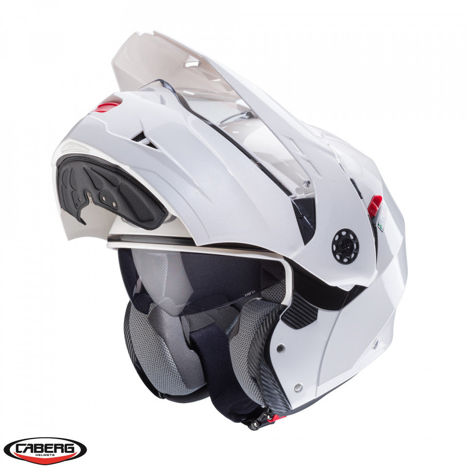 Casca modulabila (flip-up)/adventure Caberg model Tourmax X SV alb metalic lucios Pinlock ready - lentila Pinlock inclusa