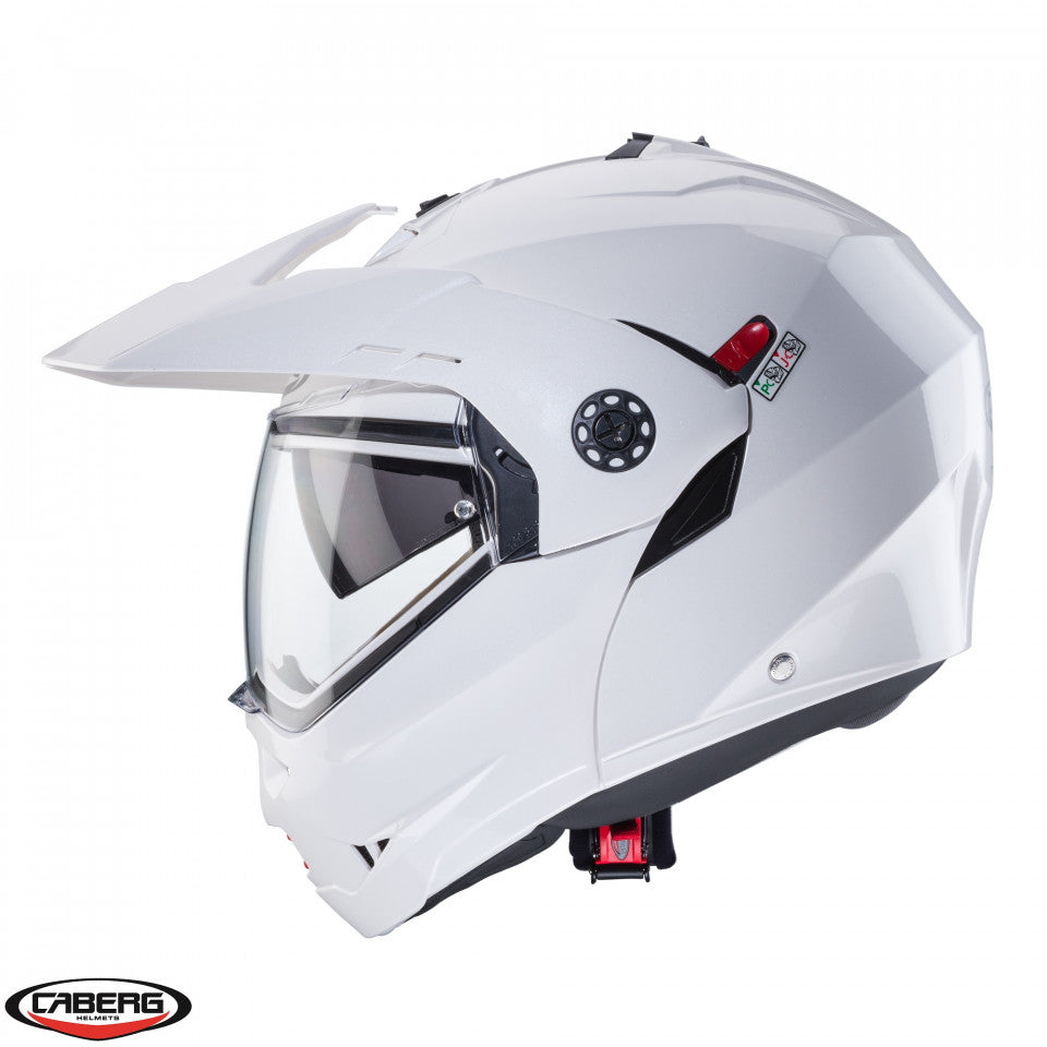 Casca modulabila (flip-up)/adventure Caberg model Tourmax X SV alb metalic lucios Pinlock ready - lentila Pinlock inclusa