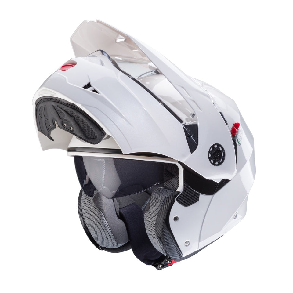 Casca modulabila (flip-up)/adventure Caberg model Tourmax X SV alb metalic lucios Pinlock ready - lentila Pinlock inclusa