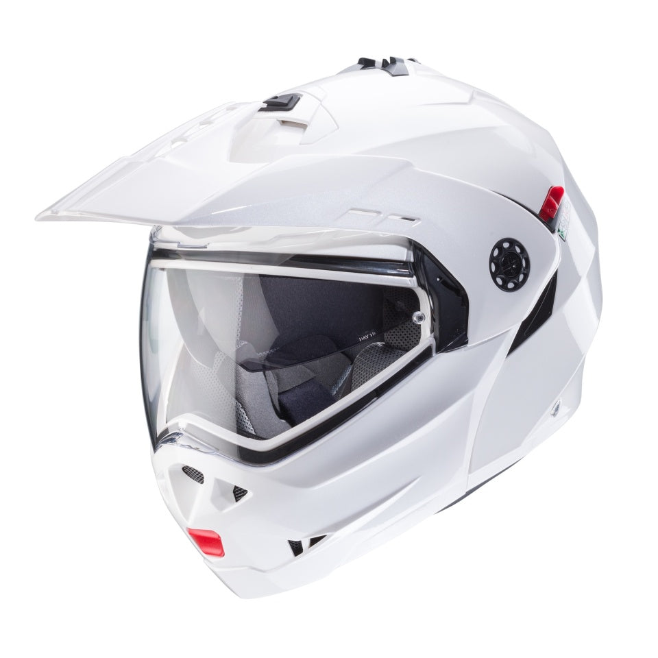 Casca modulabila (flip-up)/adventure Caberg model Tourmax X SV alb metalic lucios Pinlock ready - lentila Pinlock inclusa