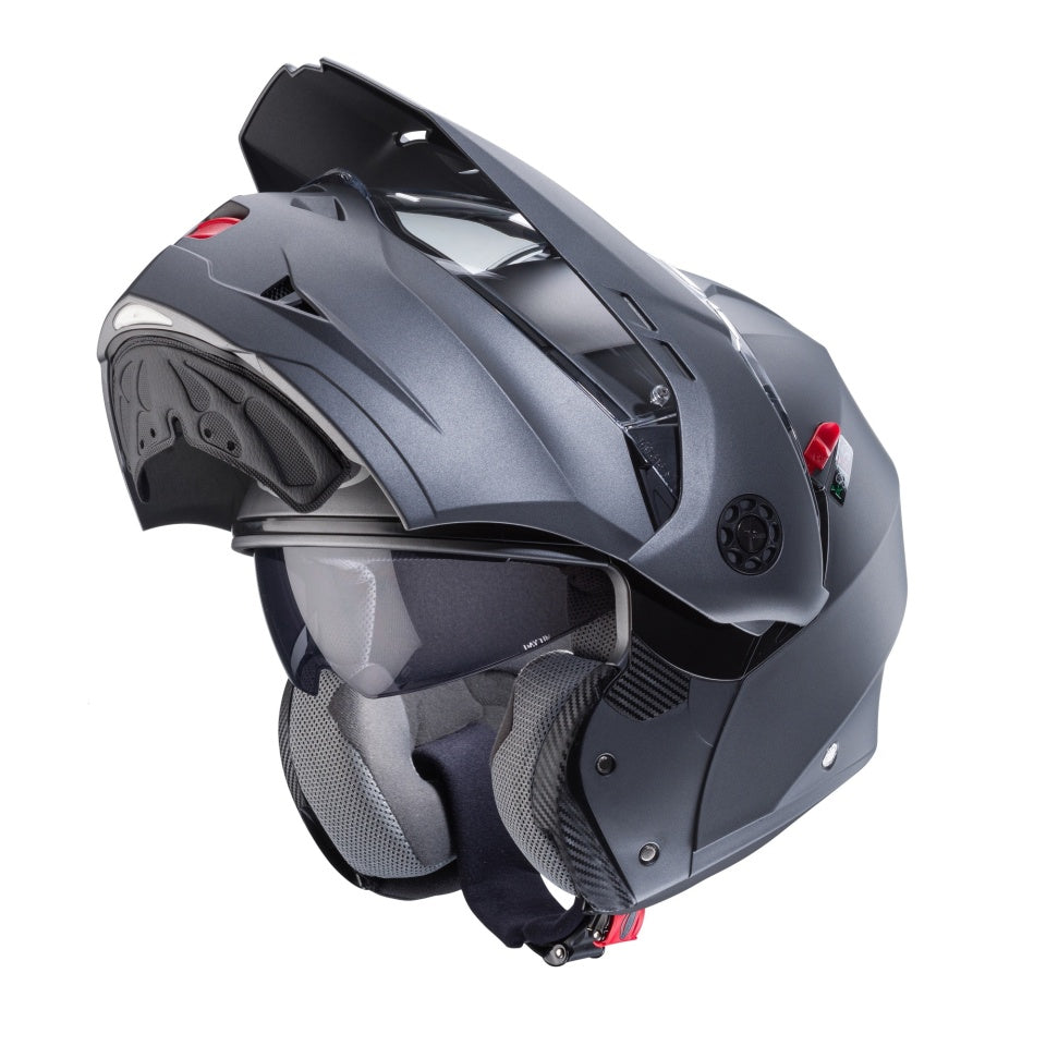Casca modulabila (flip-up)/adventure Caberg model Tourmax X SV gun metal (titanium) mat Pinlock ready - lentila Pinlock inclusa