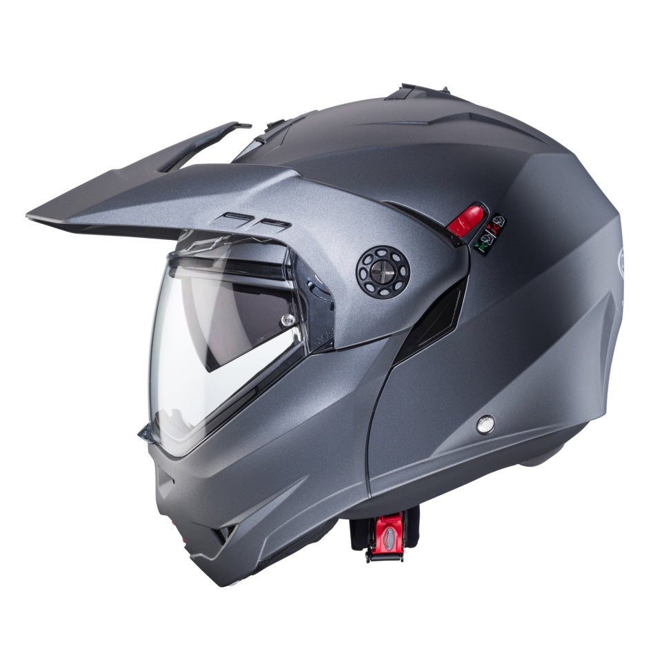 Casca modulabila (flip-up)/adventure Caberg model Tourmax X SV gun metal (titanium) mat Pinlock ready - lentila Pinlock inclusa