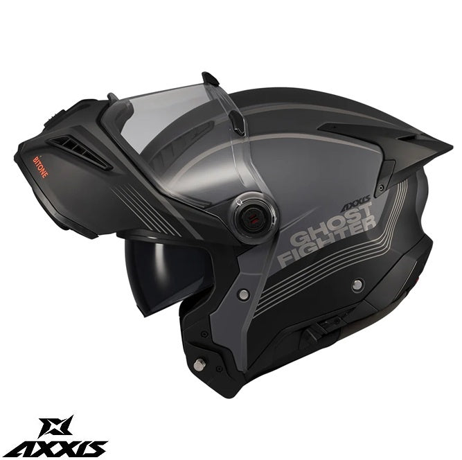 Casca modulabila (flip-up) Axxis GhostFighter SV Bitone C12 gri mat (ochelari soare integrati) – tip viziera: MT-V-36