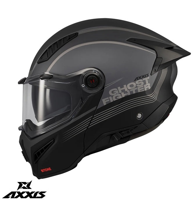 Casca modulabila (flip-up) Axxis GhostFighter SV Bitone C12 gri mat (ochelari soare integrati) – tip viziera: MT-V-36