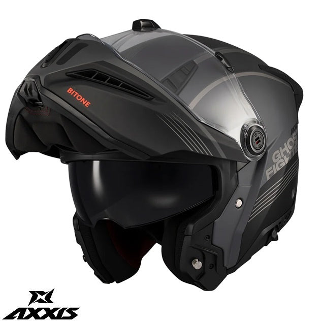 Casca modulabila (flip-up) Axxis GhostFighter SV Bitone C12 gri mat (ochelari soare integrati) – tip viziera: MT-V-36