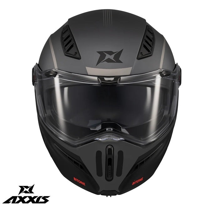 Casca modulabila (flip-up) Axxis GhostFighter SV Bitone C12 gri mat (ochelari soare integrati) – tip viziera: MT-V-36