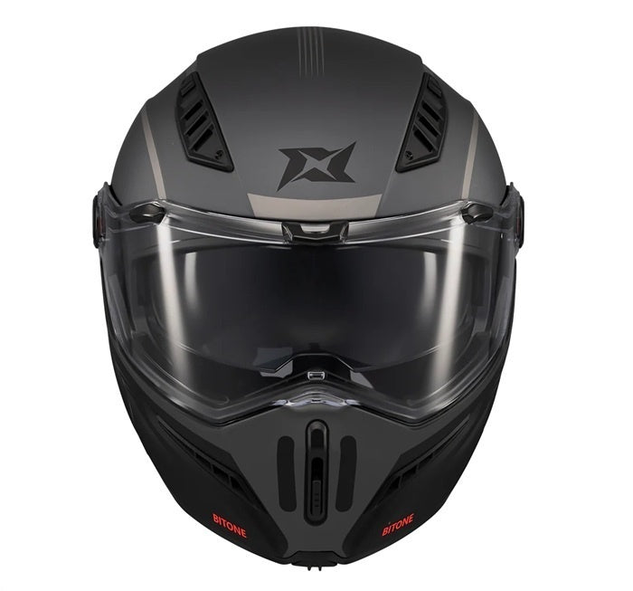 Casca modulabila (flip-up) Axxis GhostFighter SV Bitone C12 gri mat (ochelari soare integrati) – tip viziera: MT-V-36