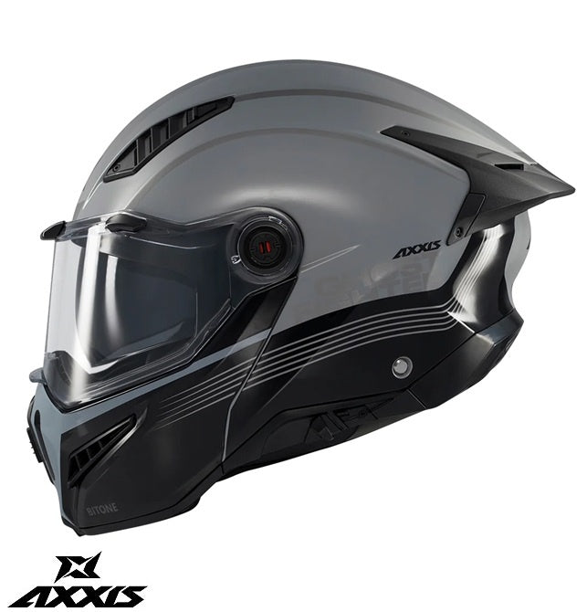 Casca modulabila (flip-up) Axxis GhostFighter SV Bitone C2 negru/gri lucios (ochelari soare integrati) – tip viziera: MT-V-36
