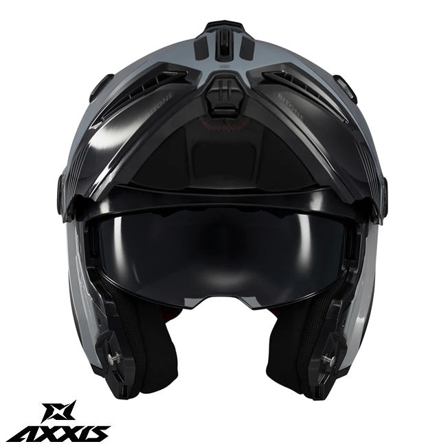 Casca modulabila (flip-up) Axxis GhostFighter SV Bitone C2 negru/gri lucios (ochelari soare integrati) – tip viziera: MT-V-36