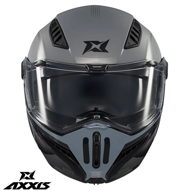 Casca modulabila (flip-up) Axxis GhostFighter SV Bitone C2 negru/gri lucios (ochelari soare integrati) – tip viziera: MT-V-36