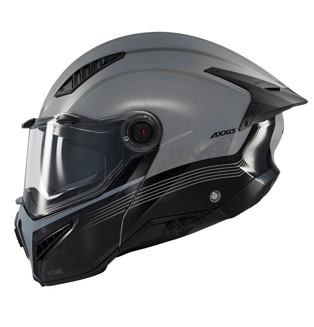 Casca modulabila (flip-up) Axxis GhostFighter SV Bitone C2 negru/gri lucios (ochelari soare integrati) – tip viziera: MT-V-36