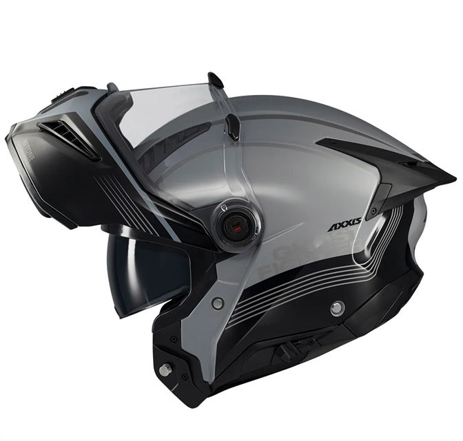 Casca modulabila (flip-up) Axxis GhostFighter SV Bitone C2 negru/gri lucios (ochelari soare integrati) – tip viziera: MT-V-36
