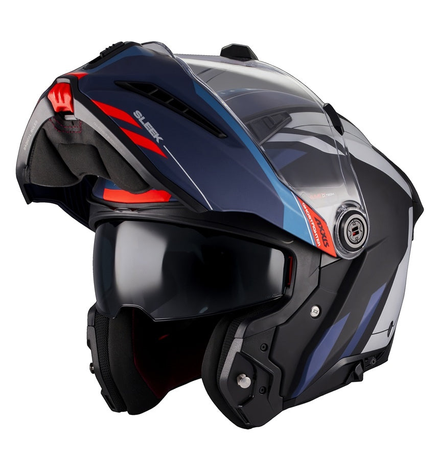 Casca modulabila (flip-up) Axxis GhostFighter SV Sleek B7 albastru mat (ochelari soare integrati) Pinlock Ready – tip viziera: MT-V-36