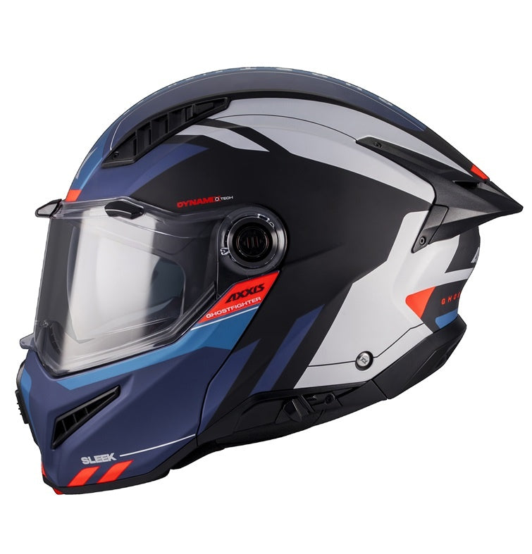 Casca modulabila (flip-up) Axxis GhostFighter SV Sleek B7 albastru mat (ochelari soare integrati) Pinlock Ready – tip viziera: MT-V-36