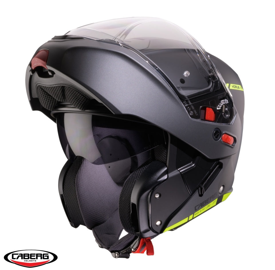 Casca modulabila (flip-up) Caberg Horus X Ray L6 negru/gri/galben fluor mat Pinlock ready - lentila Pinlock inclusa