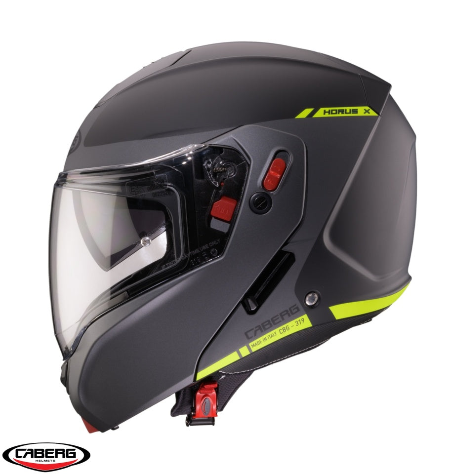 Casca modulabila (flip-up) Caberg Horus X Ray L6 negru/gri/galben fluor mat Pinlock ready - lentila Pinlock inclusa