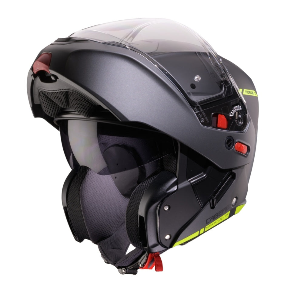 Casca modulabila (flip-up) Caberg Horus X Ray L6 negru/gri/galben fluor mat Pinlock ready - lentila Pinlock inclusa