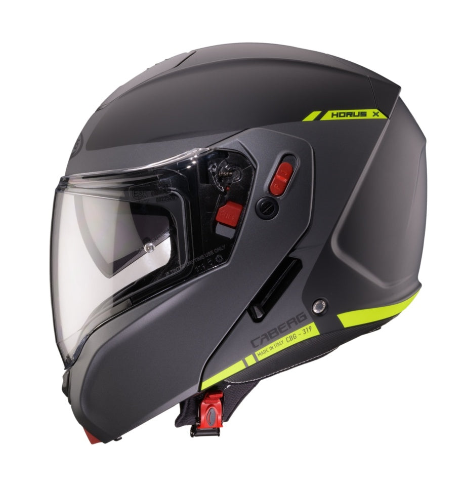 Casca modulabila (flip-up) Caberg Horus X Ray L6 negru/gri/galben fluor mat Pinlock ready - lentila Pinlock inclusa