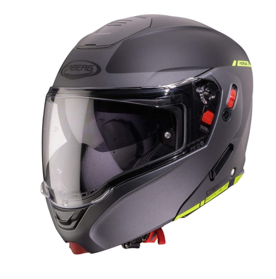 Casca modulabila (flip-up) Caberg Horus X Ray L6 negru/gri/galben fluor mat Pinlock ready - lentila Pinlock inclusa